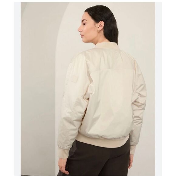 Women's Athleta satin water repellent bomber jacket in ivory, size M, NWT - Picture 10 of 10